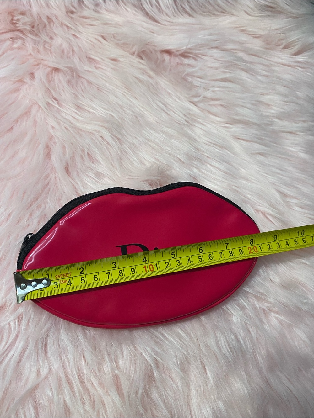 Dior Lip-Shaped Cosmetic Pouch in Hot Pink with Black Logo - Picture 4 of 7